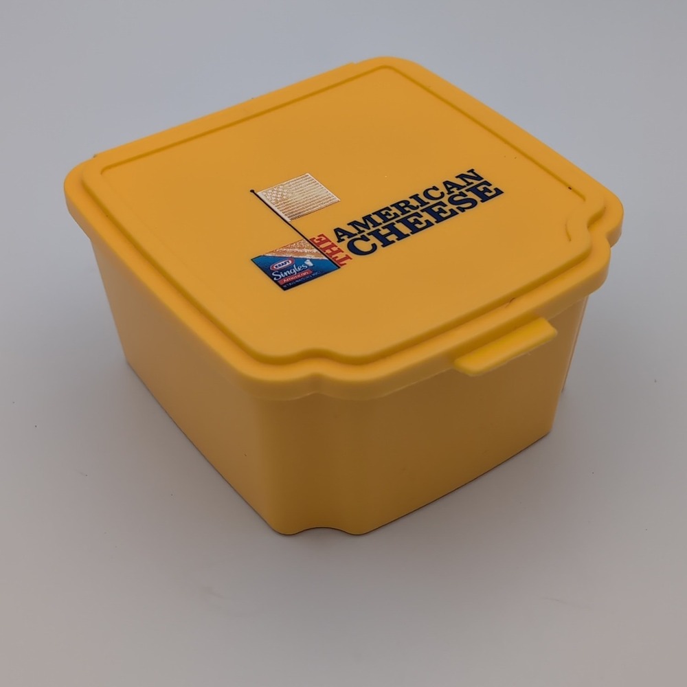 Vintage Kraft American Cheese Singles Yellow Plastic Storage Container Box 90s